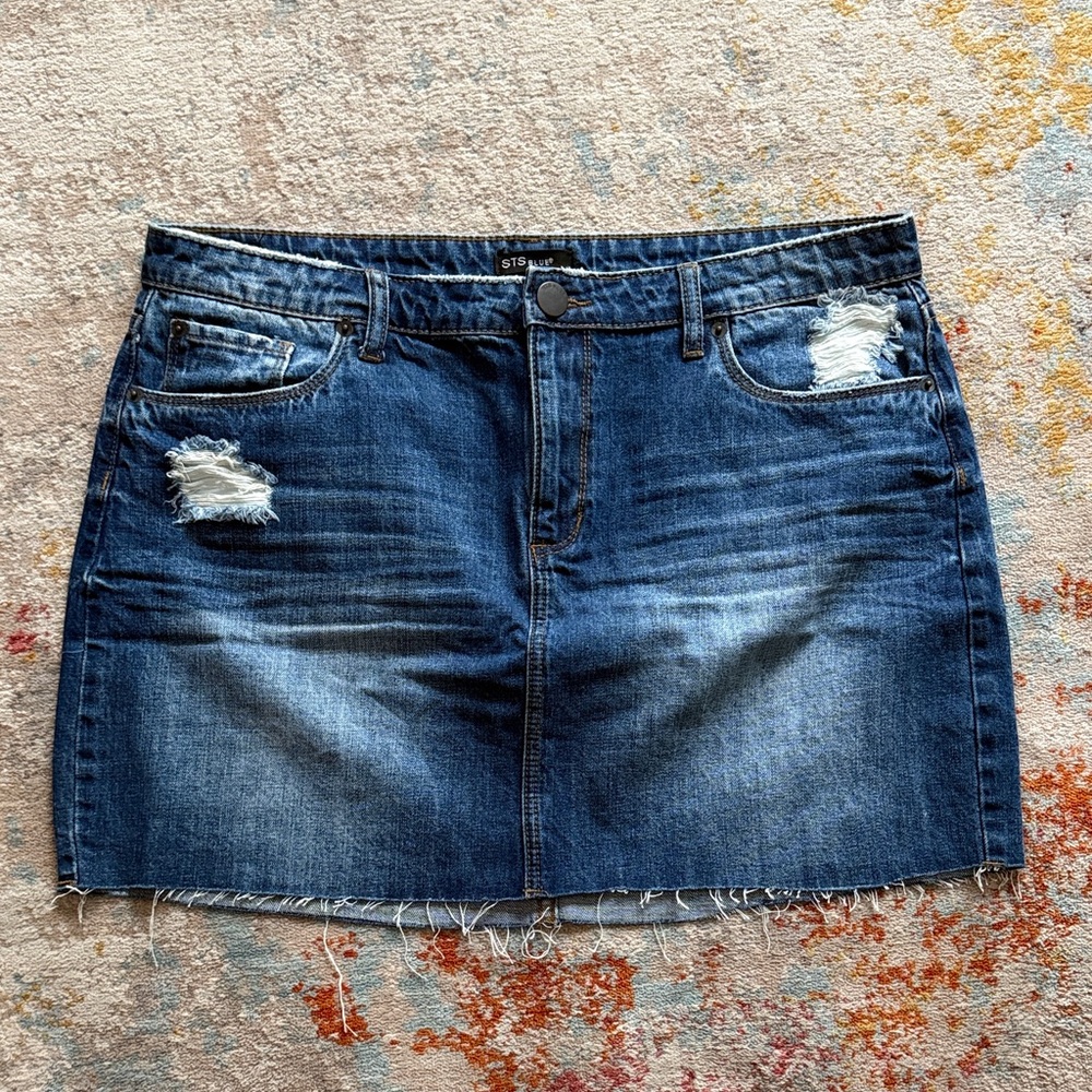 STS Blue Frayed Hem Denim Mini Skirt